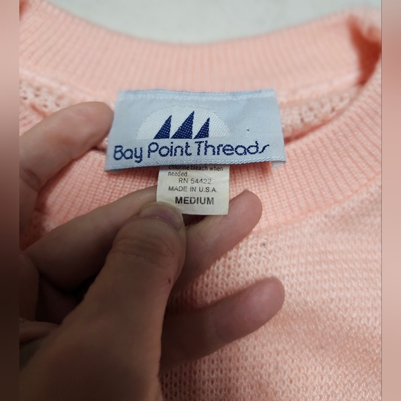Vintage pink peach bay point threads sweater medium - Picture 3 of 7